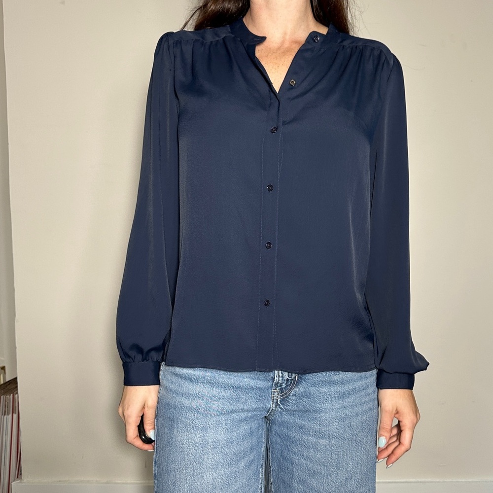 Joie Silky Blue Blouse Size Medium